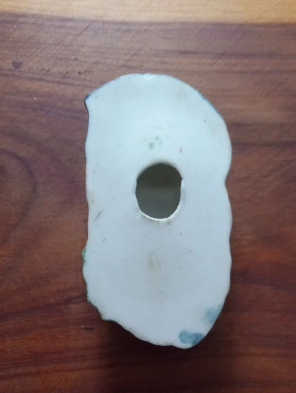 Vtg Santa Claus Ceramic Ornament Blue Hat Holly Accent